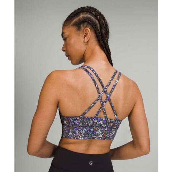 LULULEMON Energy Longline Bra Size 4 Medium Support B/C Cup Flower Burst Multi - Picture 3 of 7
